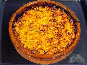 Berenjena gratinada con carne bolonesa