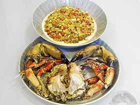 Buey de mar con su ensaladilla