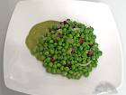Guisantes con jamn confitado y su pur